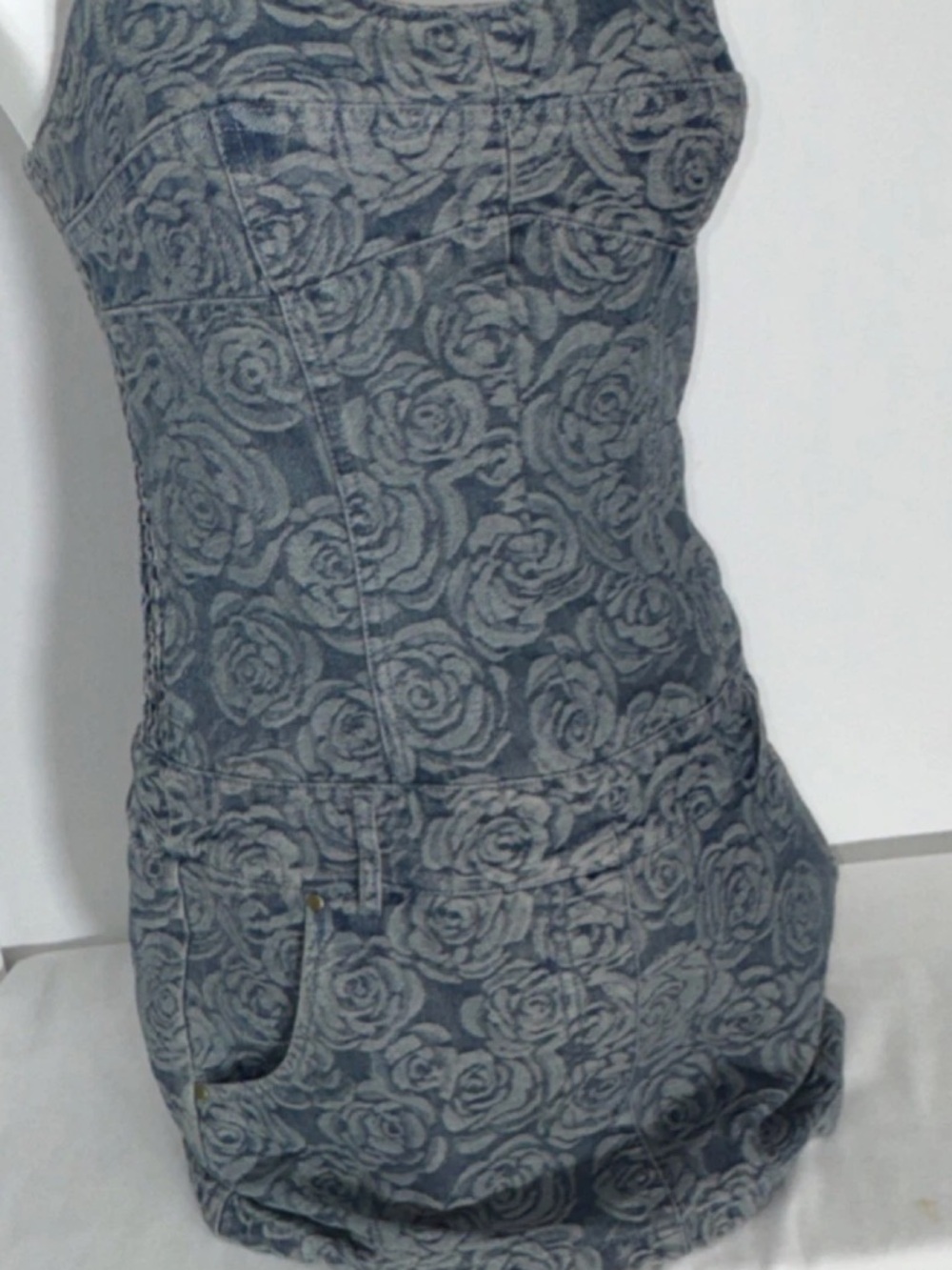 Amanda Uprichard Blue Floral Jacquard Denim Mini Skirt